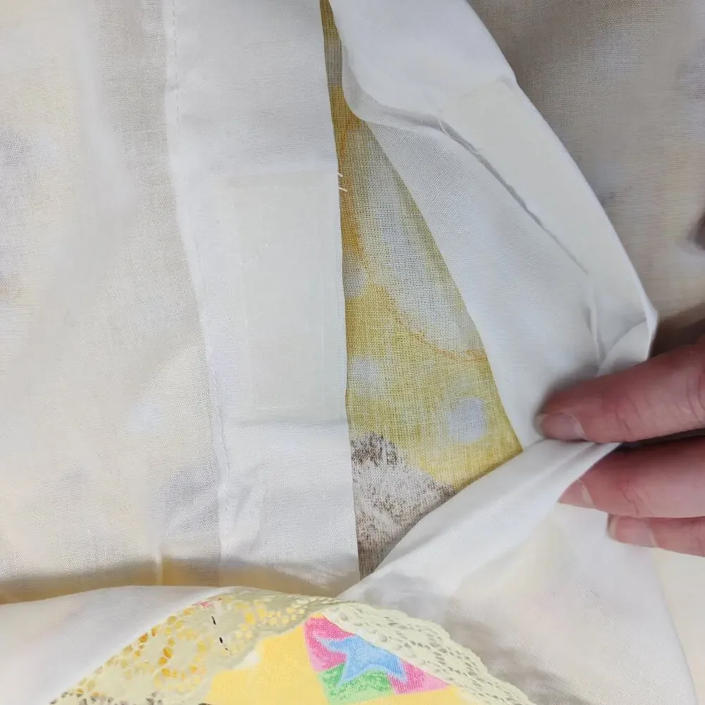 Boyds Bear Pillow Shams 16x12 Star Moon Yellow Lace Trim Cotton Handmade Nursery